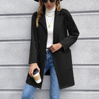 Women's Elegant Oversized Blazer Jacket with Double-Breasted Placket and Practical Pockets