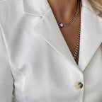 Elegant Women's Short Jacket with Gold Button Details