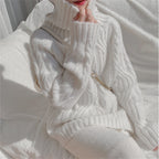 Women's High-Neck Chunky Knit Sweater