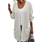 Women's Chunky Knit Cardigan with Casual Fit and Practical Pockets