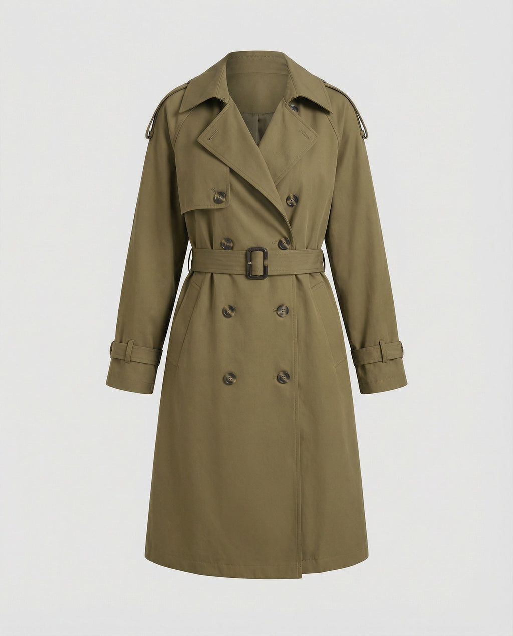 Double-Breasted Women's Trench Coat with Belt