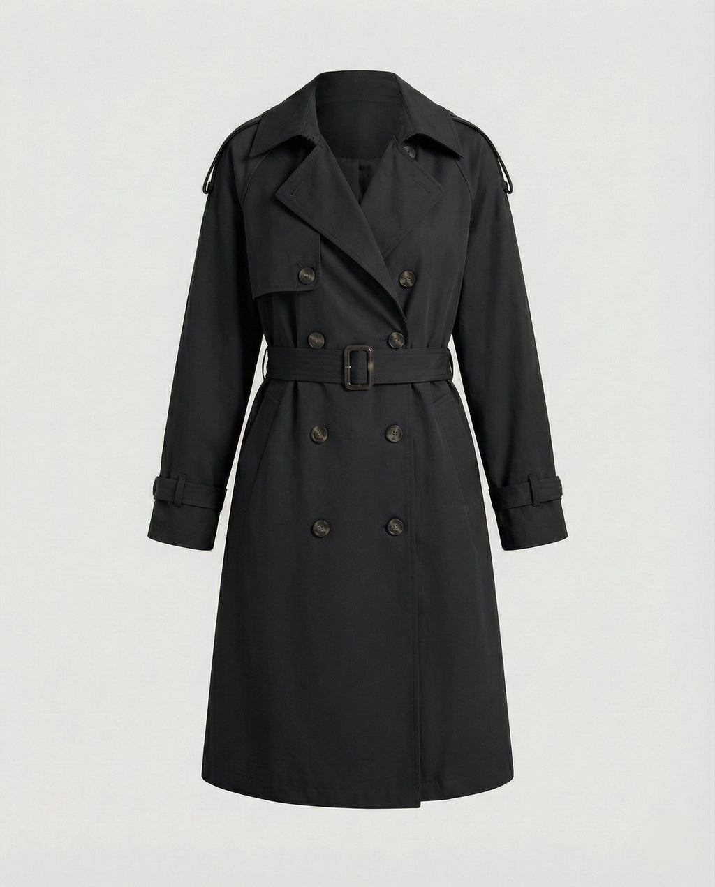 Double-Breasted Women's Trench Coat with Belt
