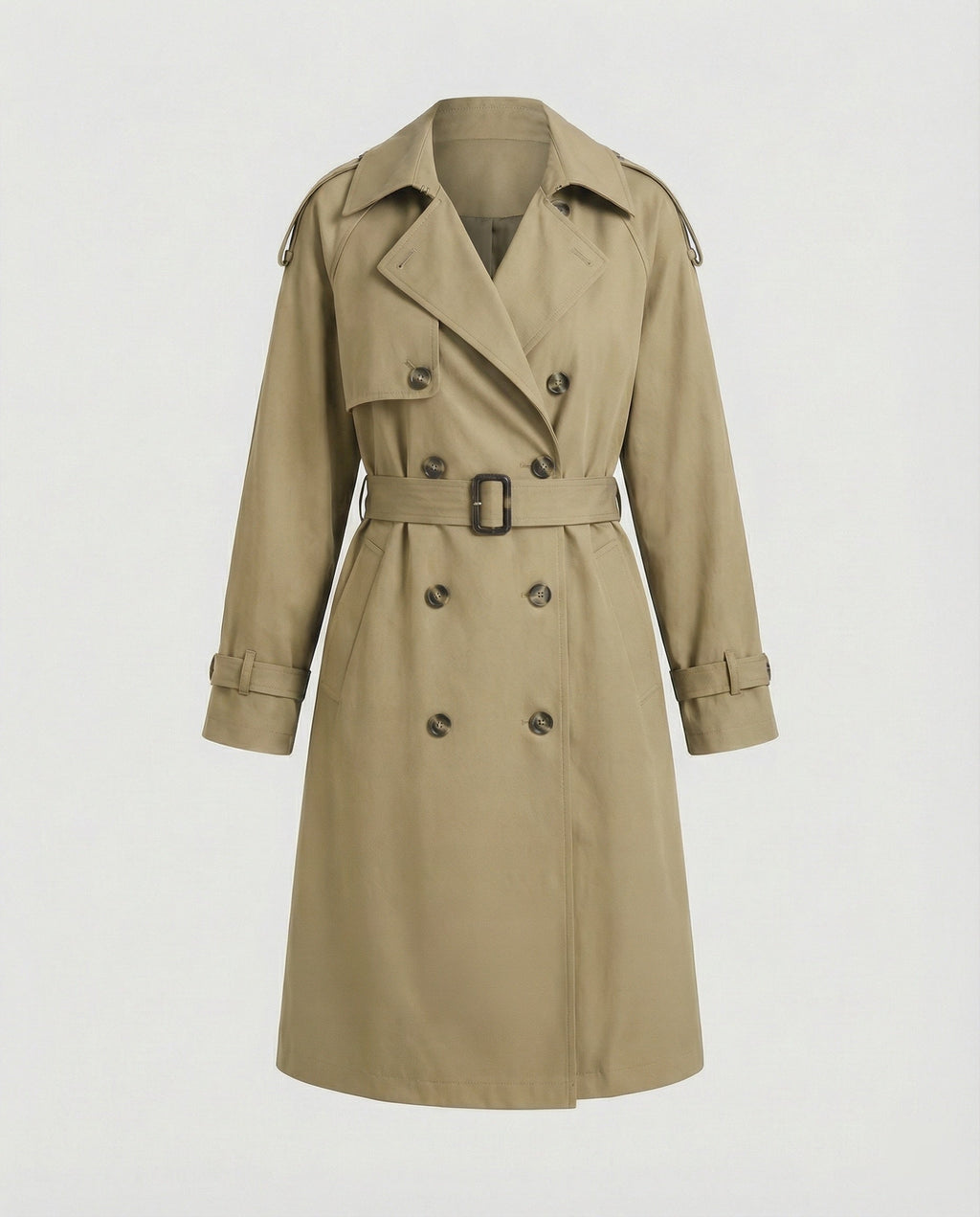 Double-Breasted Women's Trench Coat with Belt