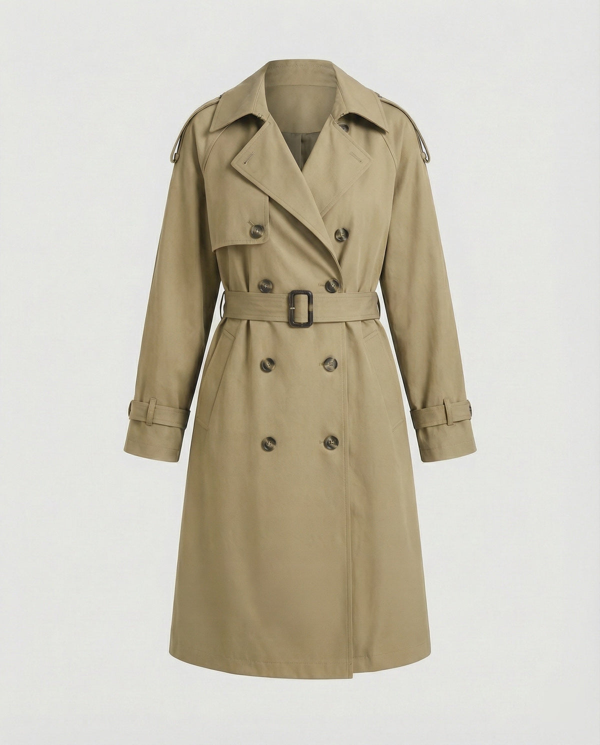Double-Breasted Women's Trench Coat with Belt