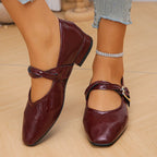 Women's Ballet Flats with Decorative Buckle and Elegant Upper