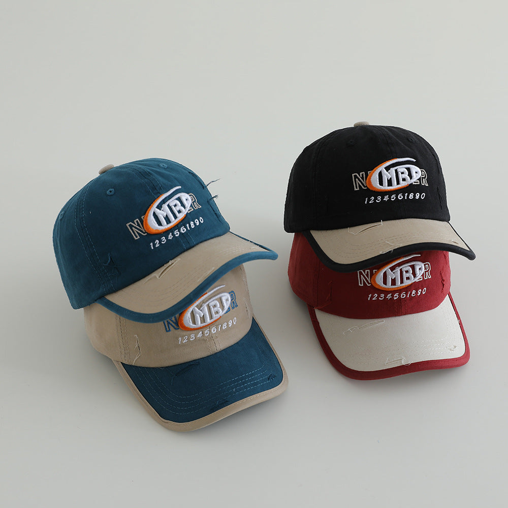 Men's Distressed Cotton Logo Baseball Cap