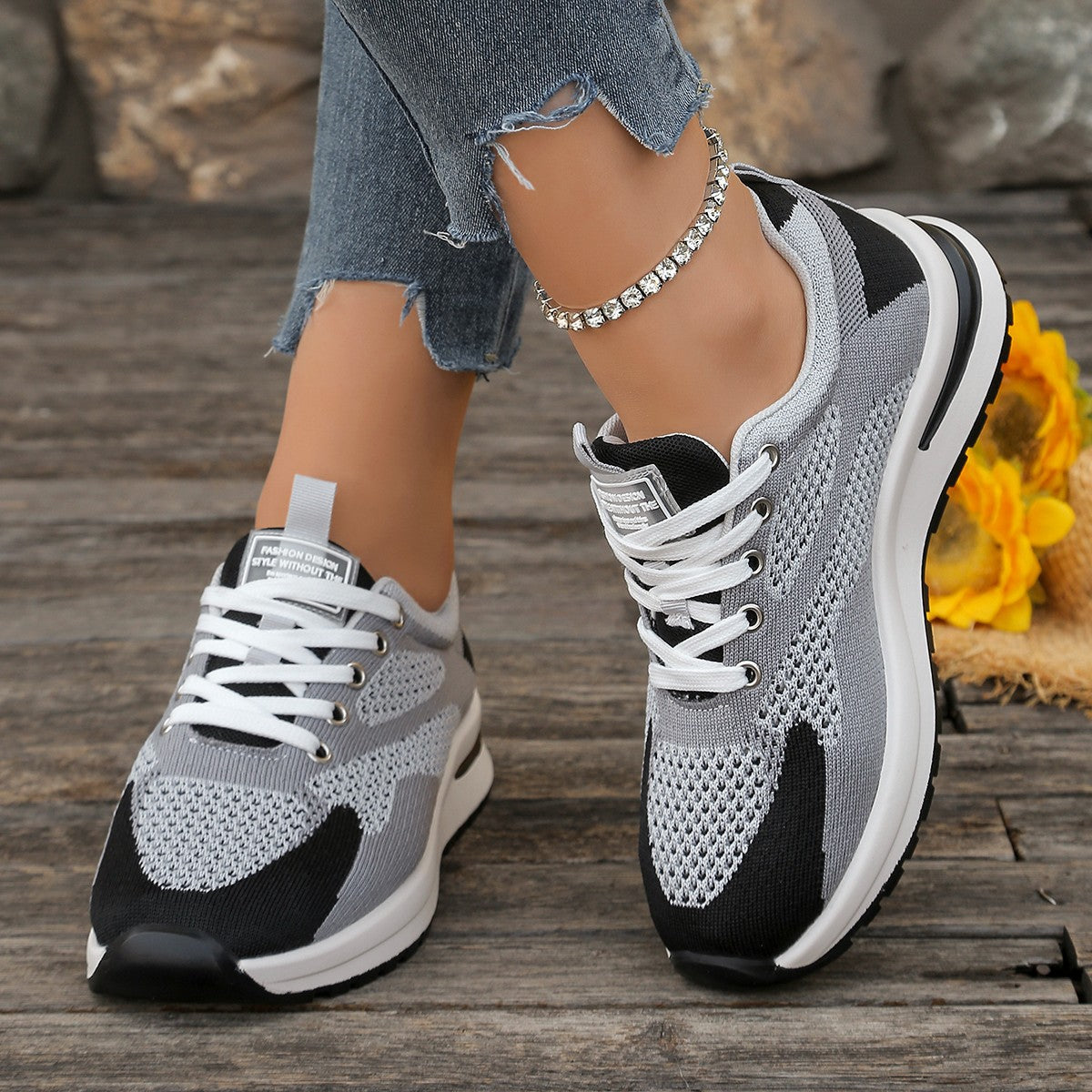 Women's Breathable Running Sneakers with Flexibly Woven Upper