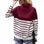Women's Cozy Striped Turtleneck Sweater