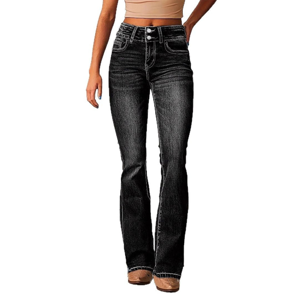 Women's High-Waisted Flared Jeans with Flexible Fit