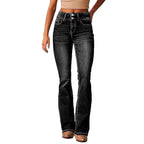 Women's High-Waisted Flared Jeans with Flexible Fit