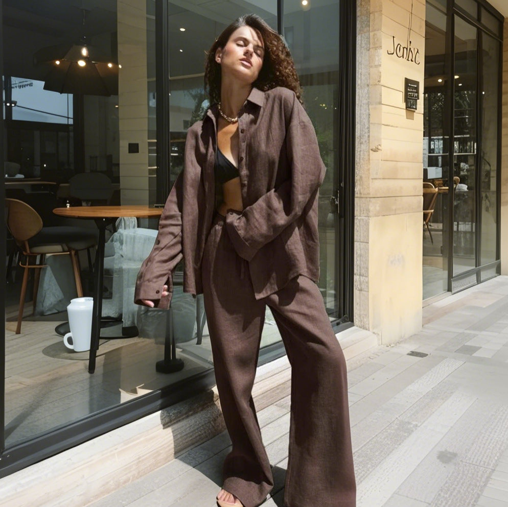 Women's Comfortable Linen Loungewear Suit