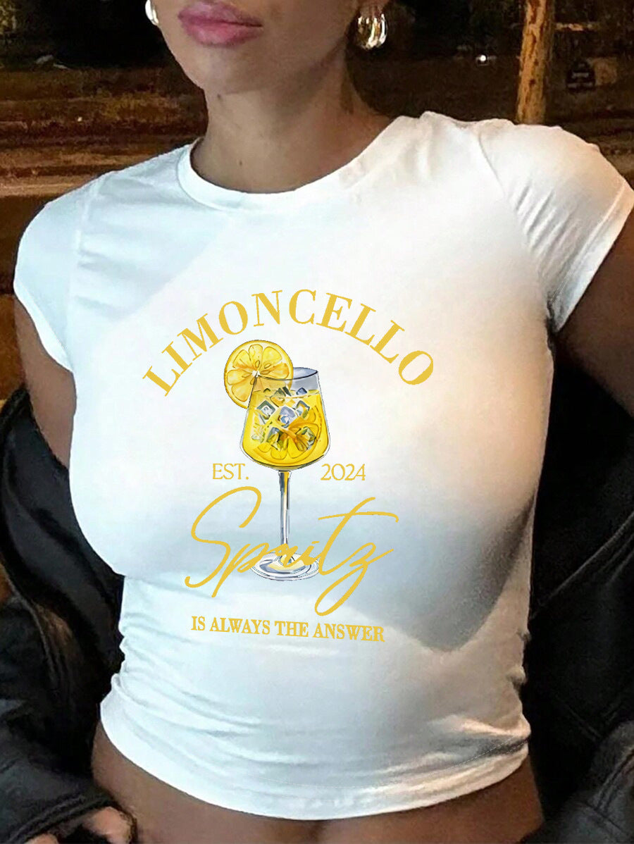Women's Crop T-Shirt with Cocktail Design