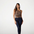 Women's Asymmetrical Leopard Print Ruffled Top