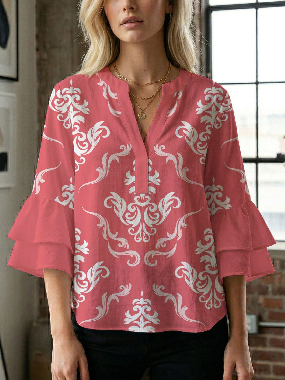 Women's Blouse with Beautiful Floral Design