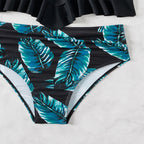 Women's Swim Top with Ruffle Detail and High Leg Cut