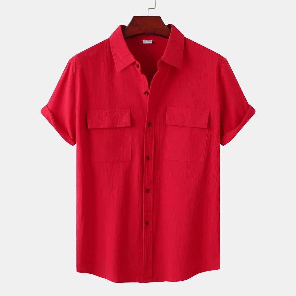 Women's Short-Sleeve Shirt with Practical Chest Pockets and Casual Structure