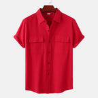 Women's Short-Sleeve Shirt with Practical Chest Pockets and Casual Structure