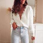 Women's Fine Knit Cardigan with Elegant Lace