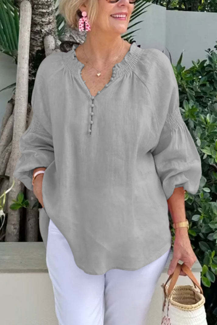 Casual Blouse with Balloon Sleeves