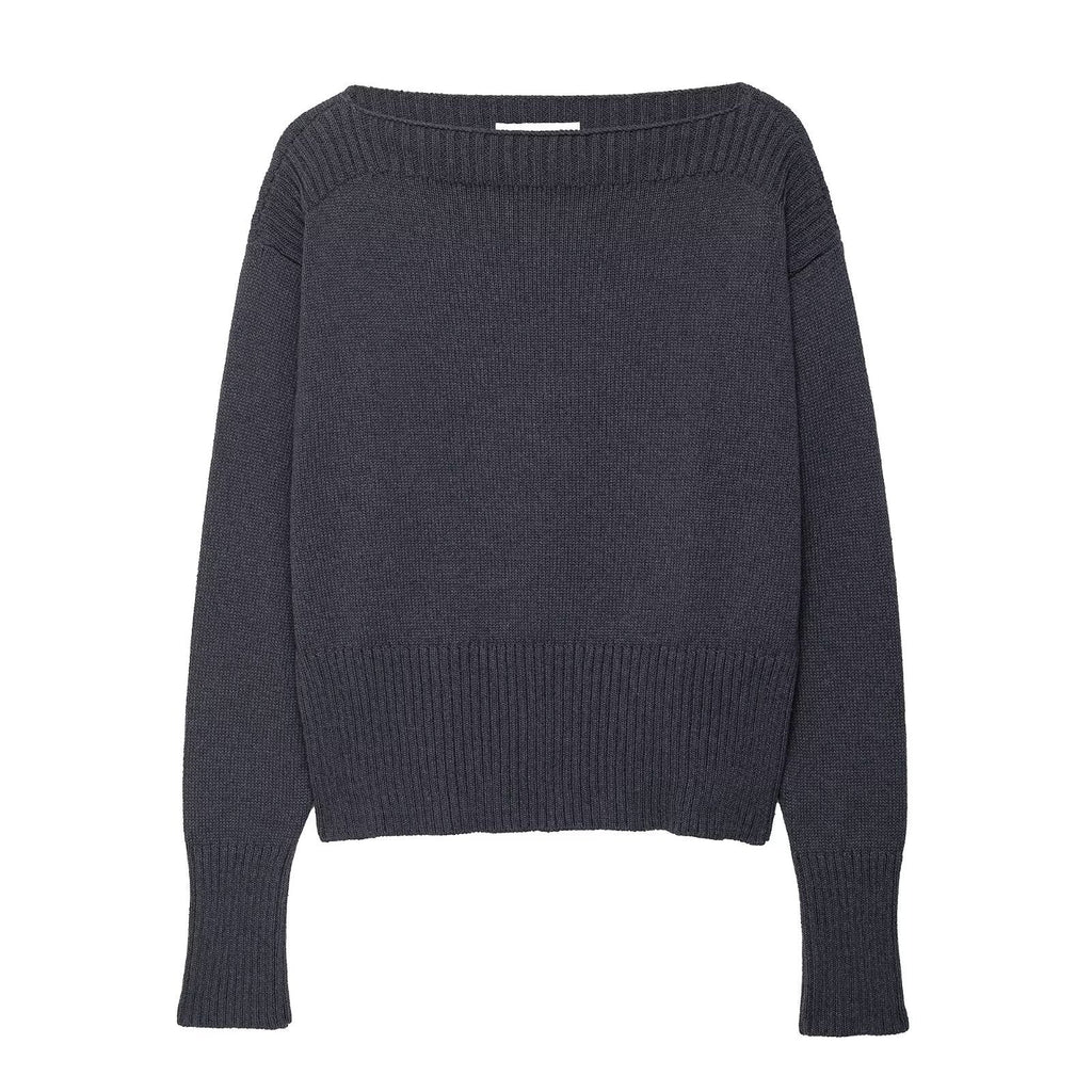 Women's Elegant Oversized Knit Sweater with Wide Round Neck