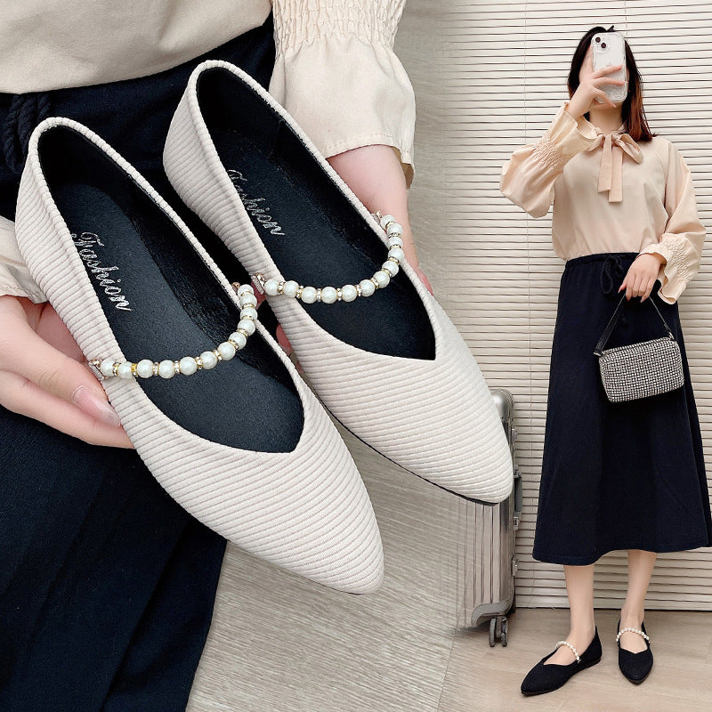Women's Ballet Flats with Pearl Detail