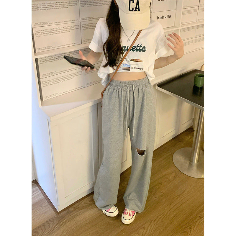 Women's Comfortable Casual Pants with Fashionable Cut-Out Details