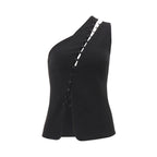 Women's Asymmetrical Blouse with Button Details