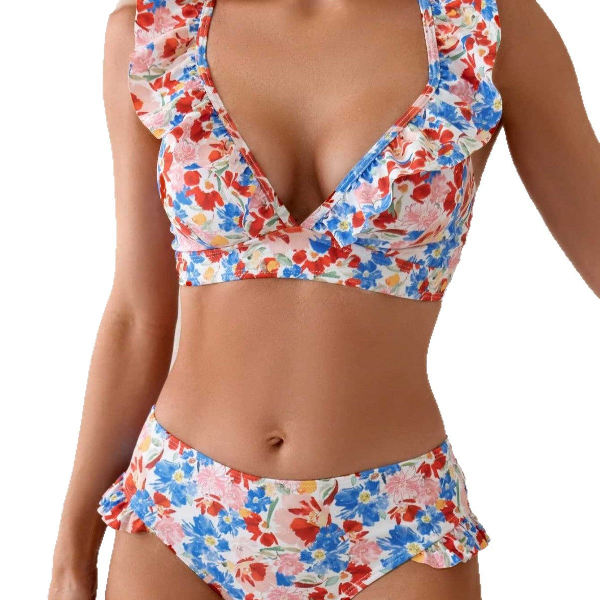 Women's Ruffled Floral Swim Set