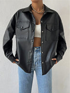 Women's Faux Leather Overshirt