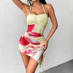 Women's Floral Swimsuit with Asymmetrical Cut