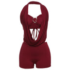 Women's Leopard Print Halterneck Overall
