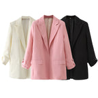 Elegant Blazer Jacket with Modern Cut and Textured Fabric