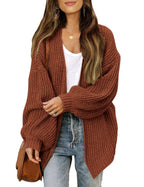 Women's Delicate Chunky Knit Cardigan with Iridescent Sleeves