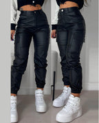 Women's Cargo Joggers with Elastic Waist and Side Pockets