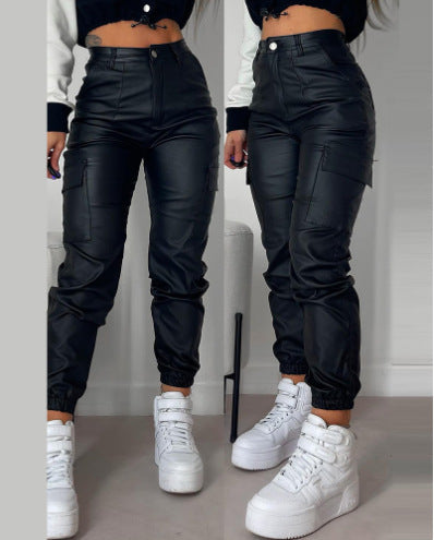 Women's Cargo Joggers with Elastic Waist and Side Pockets