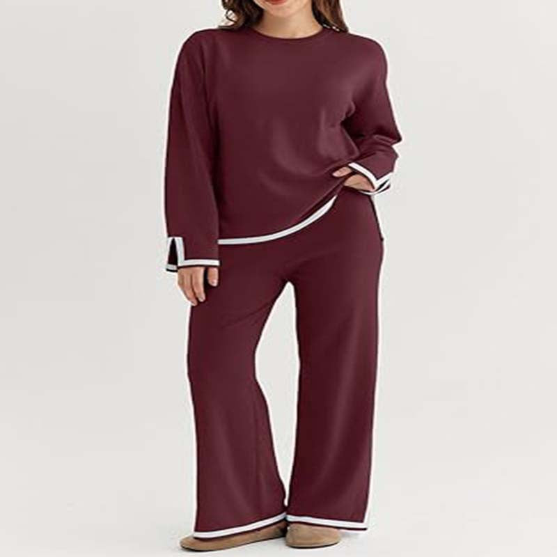 Women's Lounge Set with Wide Cut and Contrast Cuffs