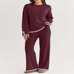 Women's Lounge Set with Wide Cut and Contrast Cuffs