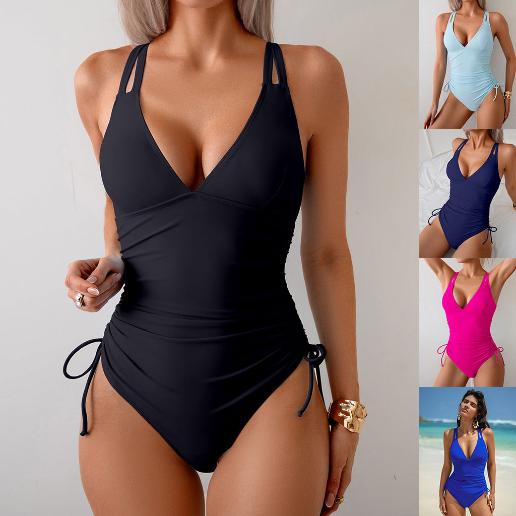 Women's Swimwear with Elegant Ruching and Adjustable Straps