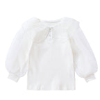 Elegant Women's Blouse with Puff Sleeves and Lace Collar