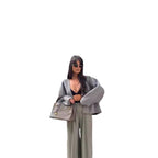 Women's Elegant Oversized Wool Jacket with Button Details