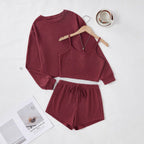 Women's Comfortable Lounge Set with Crop Top and Shorts