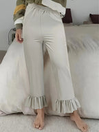 Women's Casual Trousers with Ruffle Hems