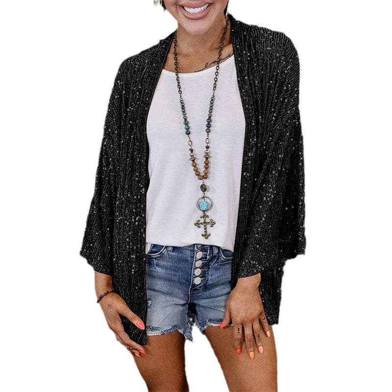 Women's Glamorous Sequin Knit Cardigan