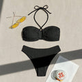 Women's Bandeau Bikini with Lace-Up Details and High-Cut Legs