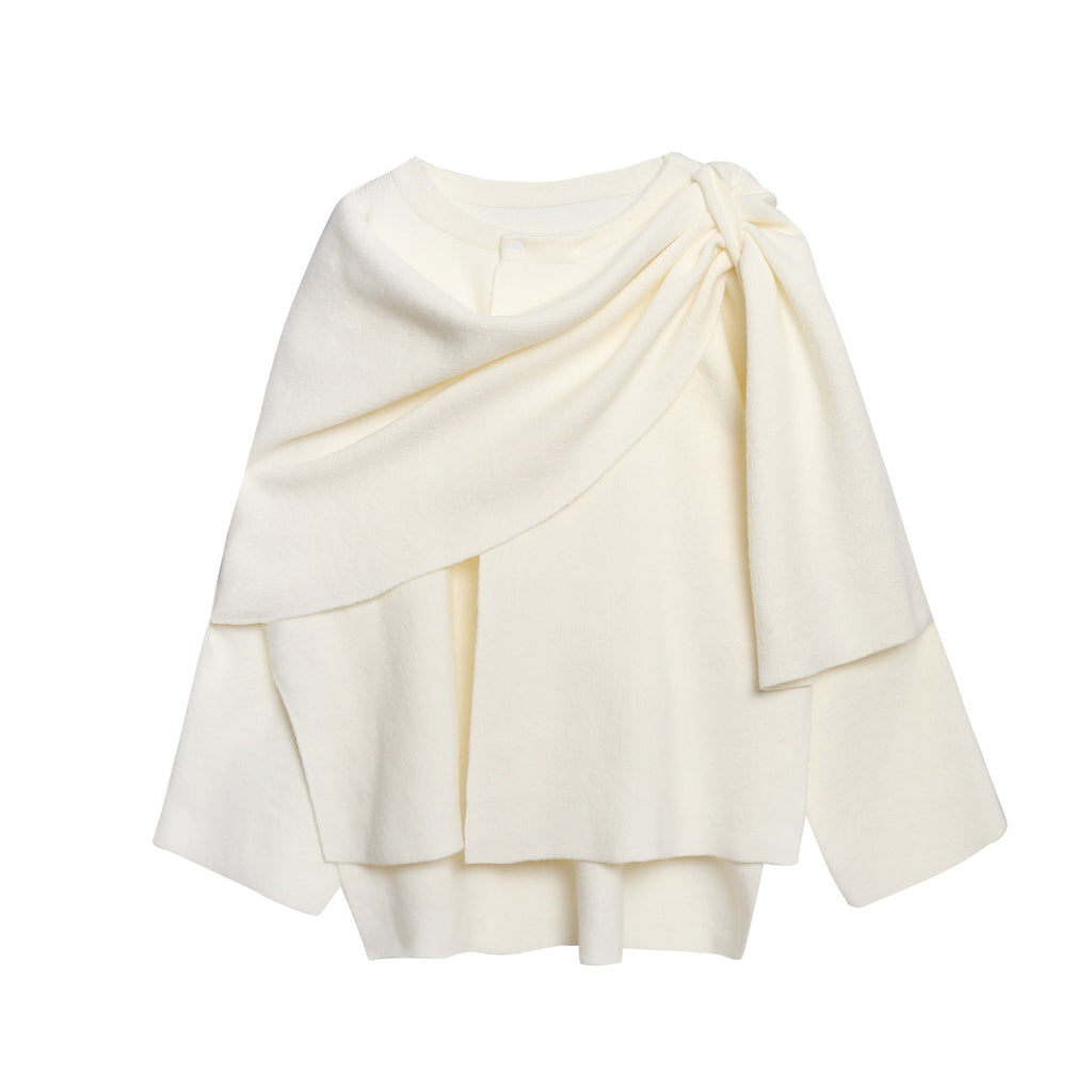 Cozy Knit Poncho with Refined Draping