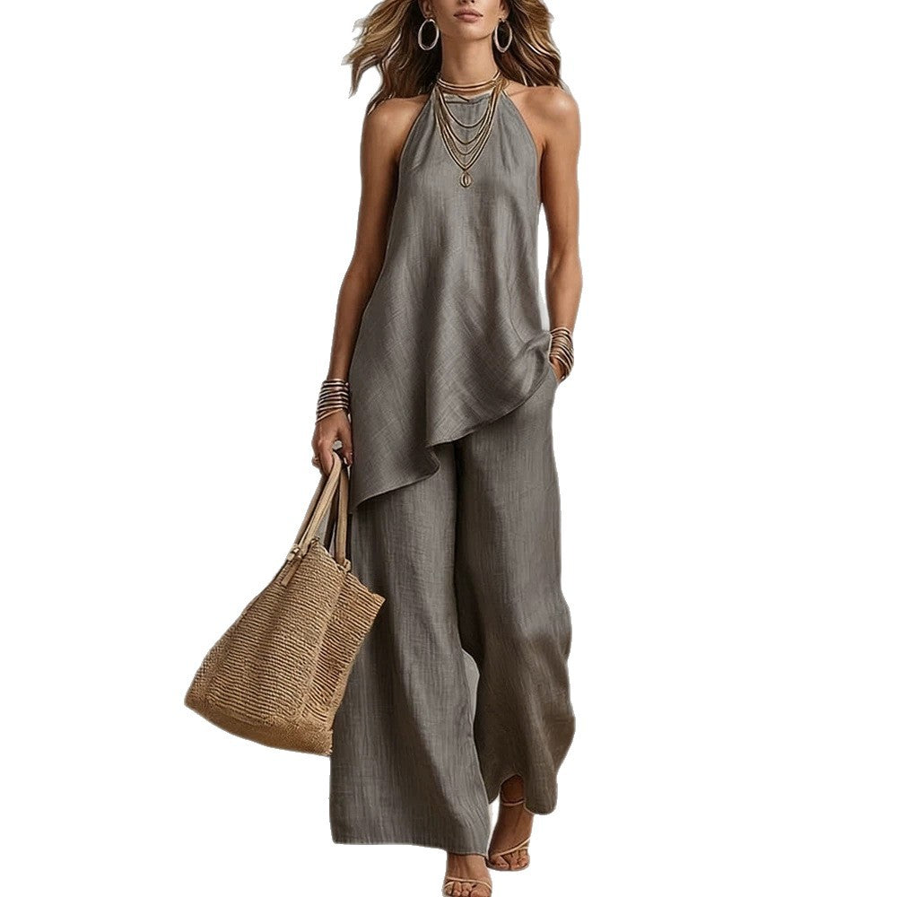 Women's Airy Jumpsuit with Asymmetrical Cut