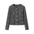 Women's Elegant Tweed Jacket with Gold Buttons