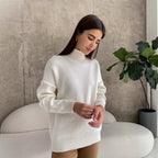 Elegant Knit Sweater with High Collar