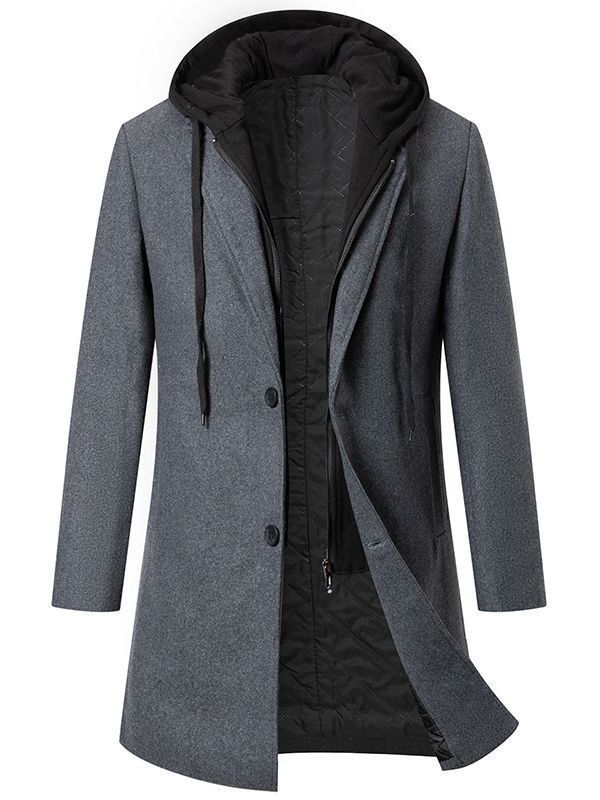Women's Elegant Coat with Detachable Hood and Sporty Accents