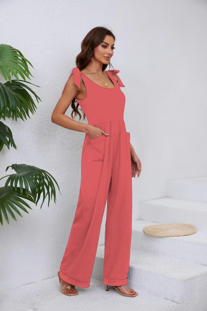 Women's Elegant Jumpsuit with Adjustable Straps and Wide Legs